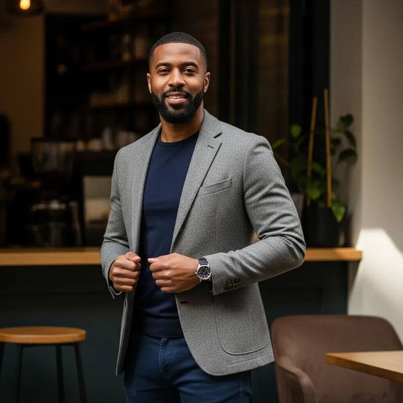 Handsome Tall Black Man in Stylish Attire
