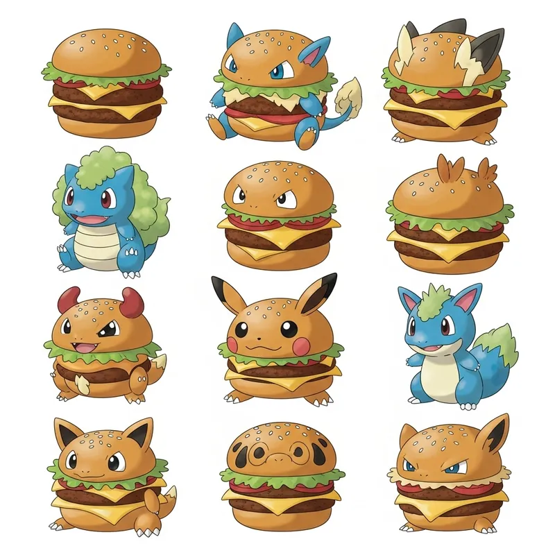 Burger Pokémon Varieties: Creative Creature Designs