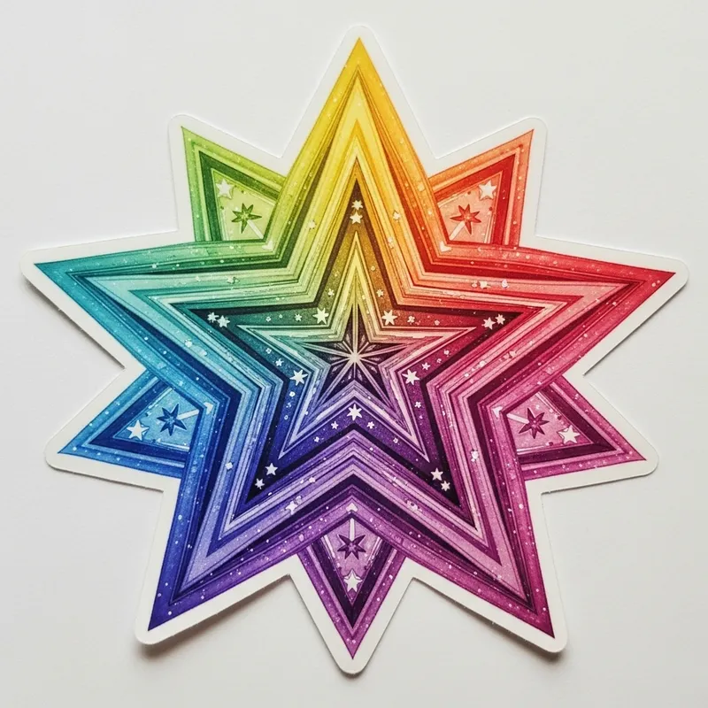 Rainbow Star Sticker - Vibrant & Magical Design