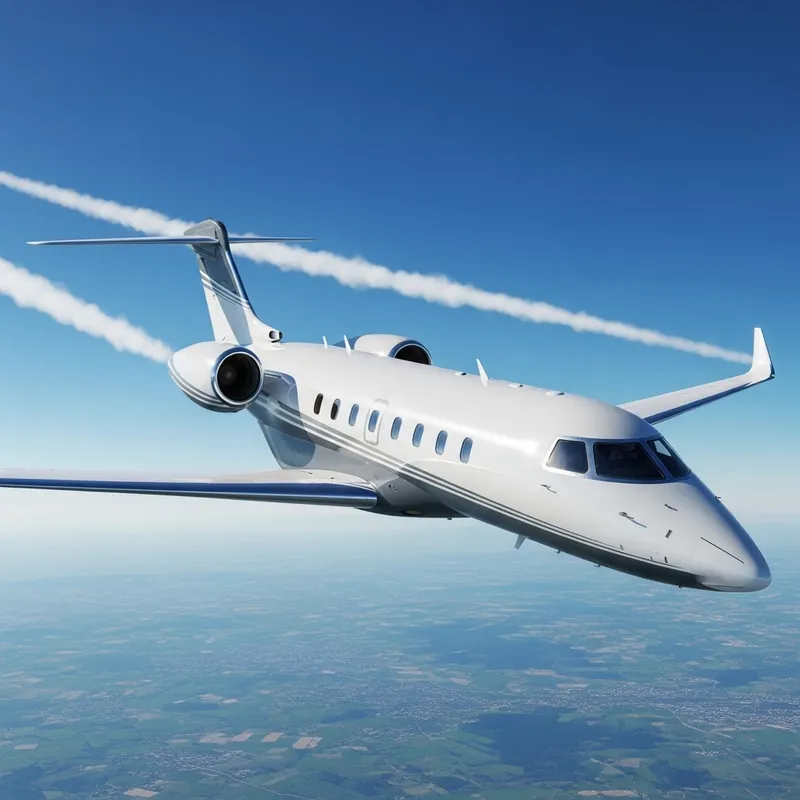 Luxurious Private Jet Soaring High in Clear Blue Sky