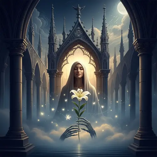 Tranquil Serenity: Symbolic Art with Dreamlike Lighting