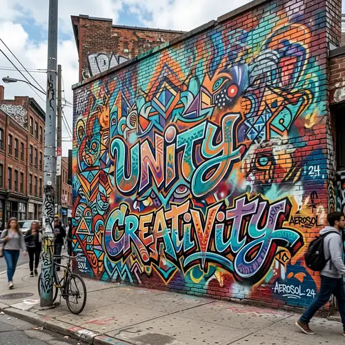 Vibrant City Graffiti Art: Abstract Shapes, Geometric Designs