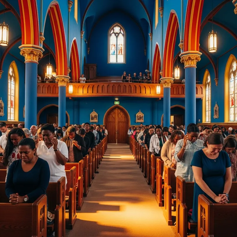 People Praying in an Evangelical Christian Church