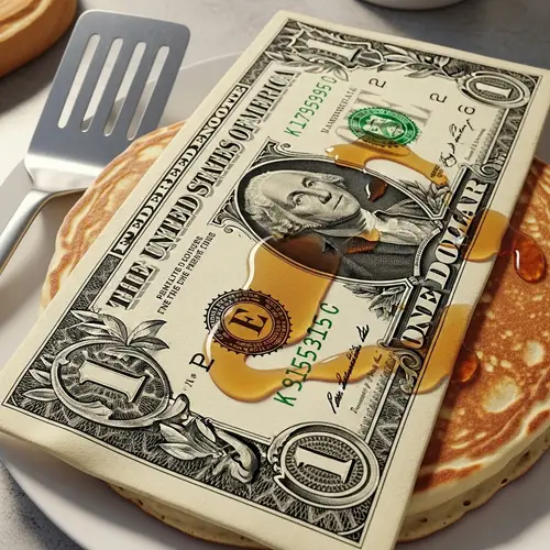 American Dollar Bill Pancake Transformation | Breakfast Scene