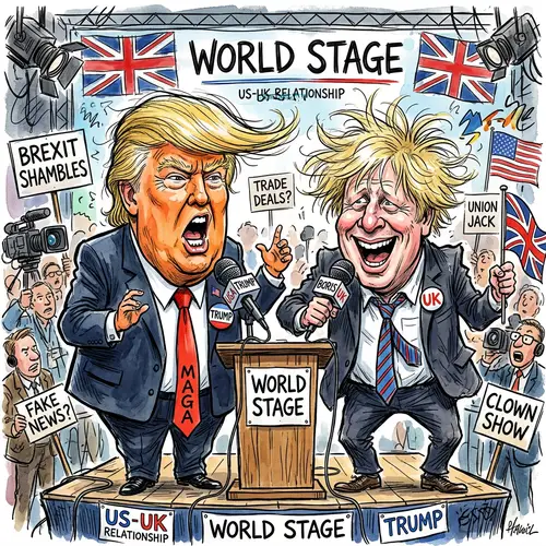 Donald Trump and Boris Johnson Caricature Art