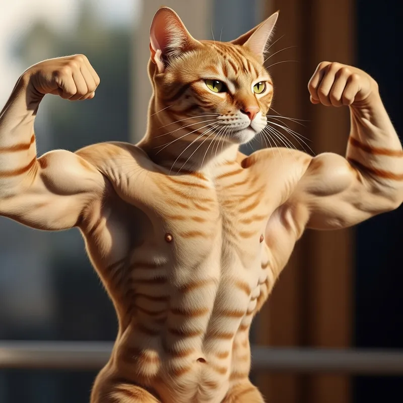 Strong Cat with Determined Look