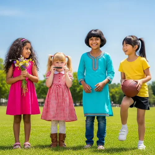 Diverse Girls Celebrating Friendship Outdoors