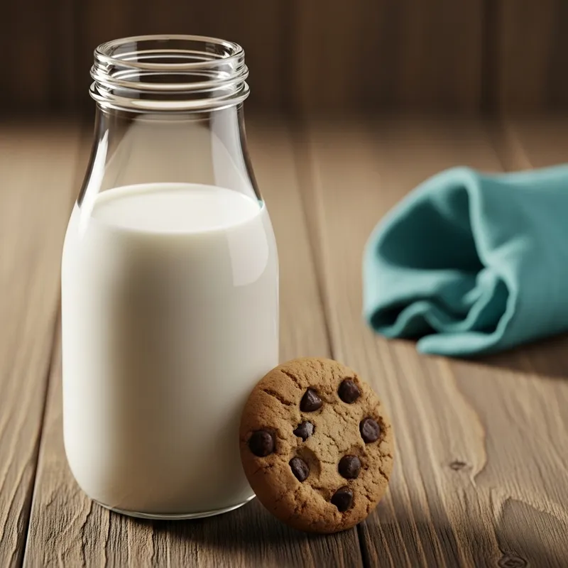 Delicious Milk and Cookies on Rustic Table