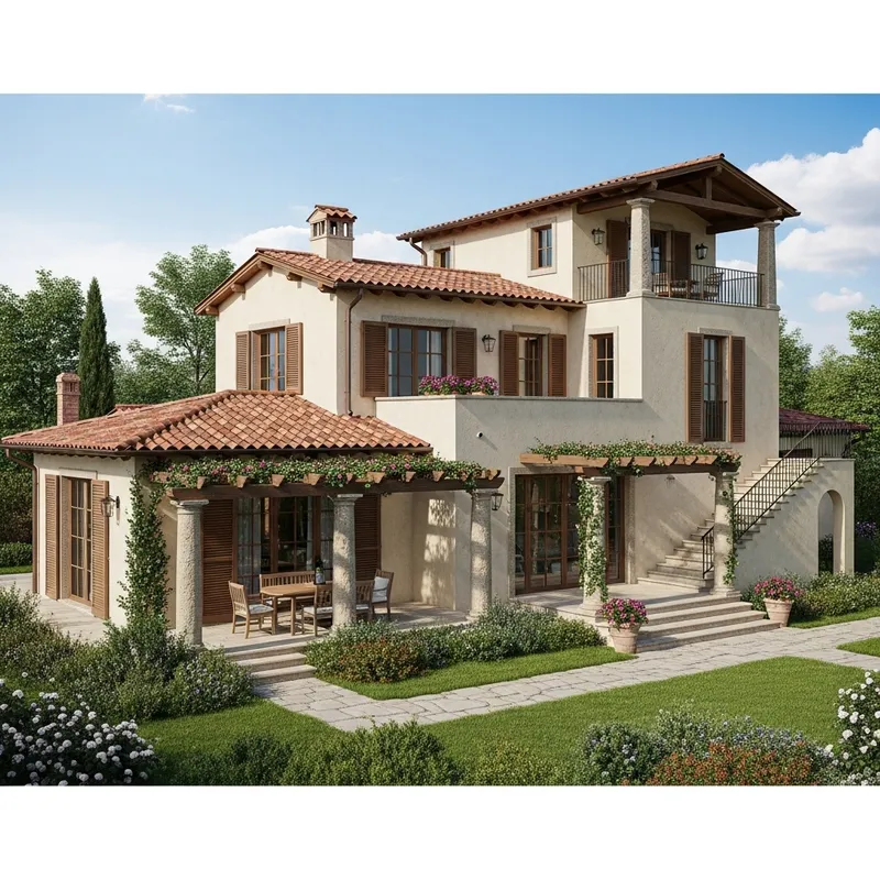 Tuscan Style Two-Level Villa Design