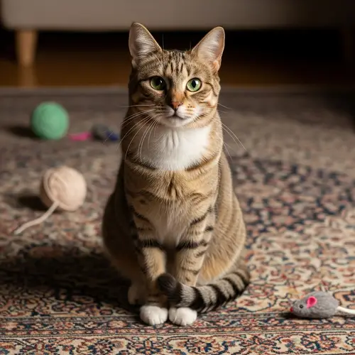 Adorable Cat on Persian Rug: A Cozy Moment