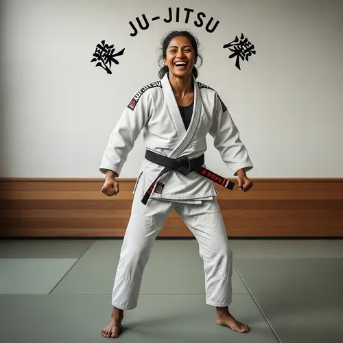 Fit South Asian Female Jujitsu Athlete T-Shirt Print Design