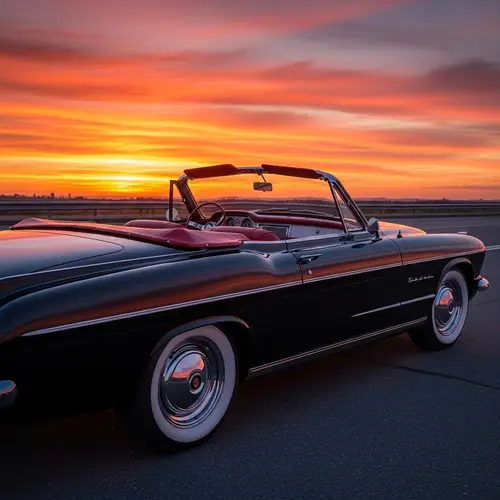 Classic Convertible Car Artwork at Dusk