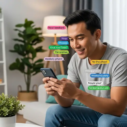Weekend Plans Group Chat: Handsome Man Excitedly Texting Friends