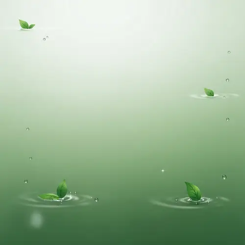 Natural Products Background in Green Tones with Leaves and Water Droplets