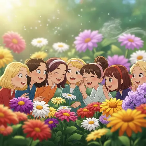 Colorful Flowers Engaged in Lively Conversation | Vibrant Garden