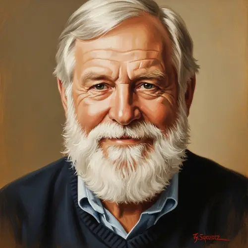 Portrait of a Loving Caucasian Father - Family-Oriented Oil Painting