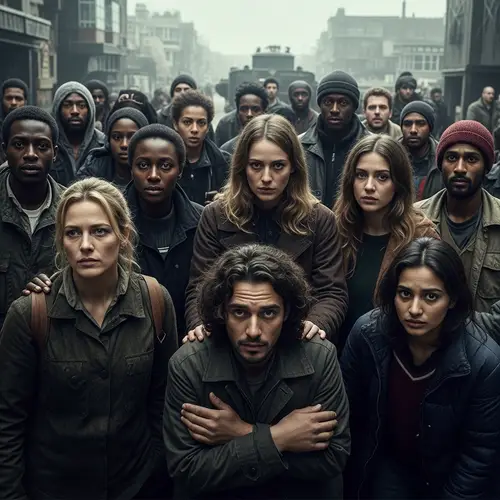 Diverse Group of People Supporting Each Other During War