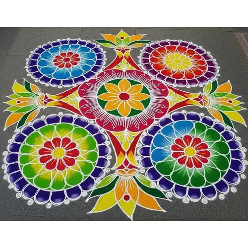 Colorful Indian Rangoli Design for Festivals | Symmetrical Art