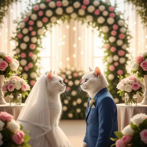 Adorable White Scottish Shorthair Cats Wedding
