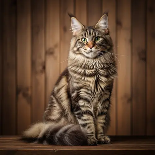 Majestic Maine Coon Cat | Fluffy Tail & Green Eyes