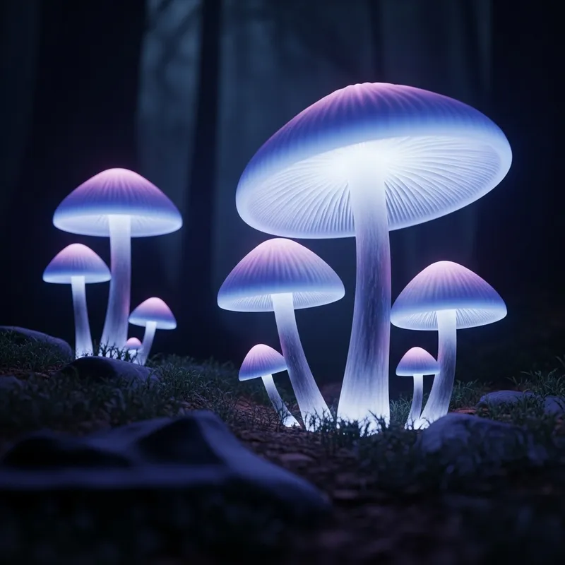 Enchanting Fantasy Forest Glowing with Mushrooms