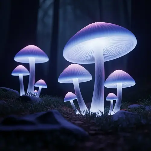 Mystical Forest with Luminescent Mushrooms