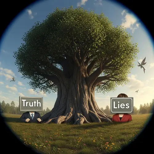 Surreal Personifications of Truth and Lies: Grandeur Scene