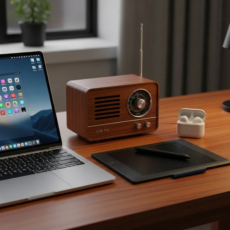 Electronics Collection on a Polished Desk