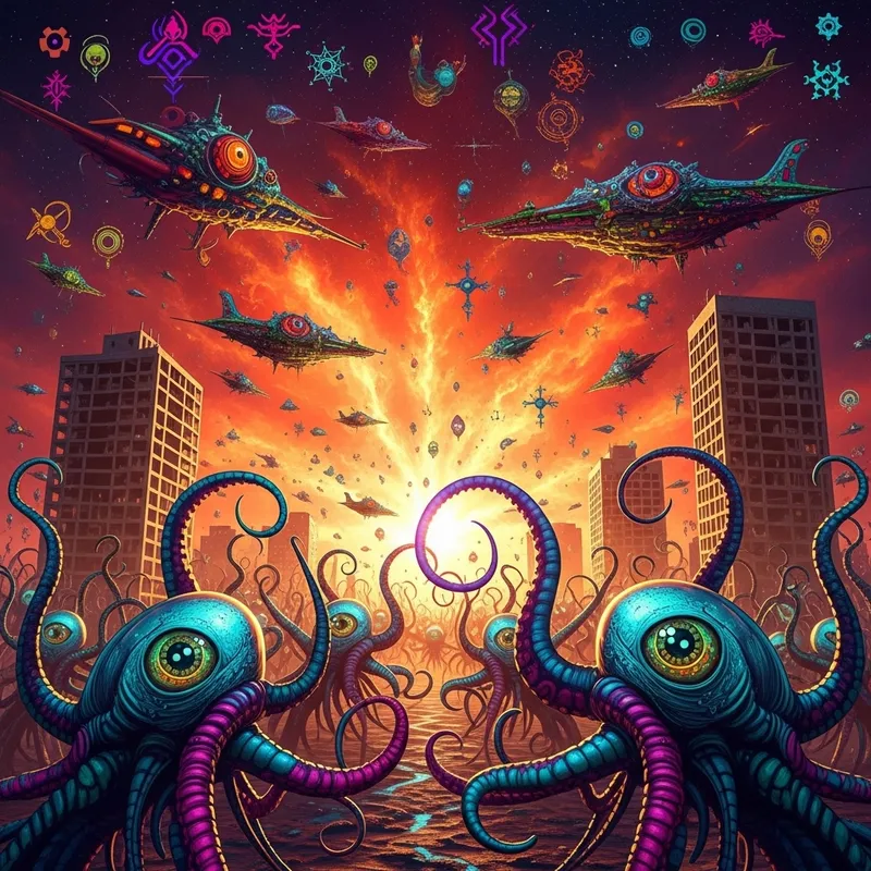 Abstract Alien Invasion Art Abstract Alien Invasion Art