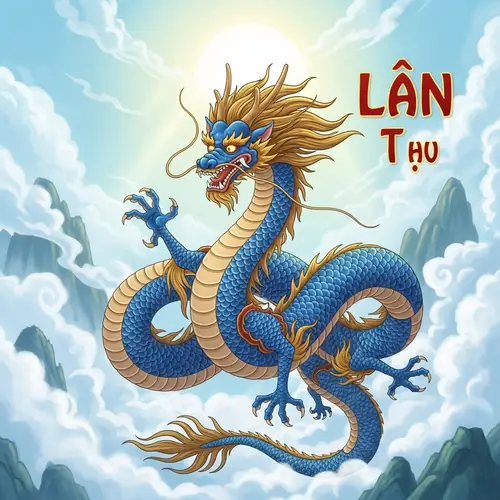 Vietnamese Dragon 'Lân' - Mythological Being in Serene Sky