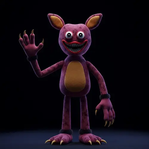 Creepy Stuffed Toy Dog with Menacing Claws and Sharp Teeth