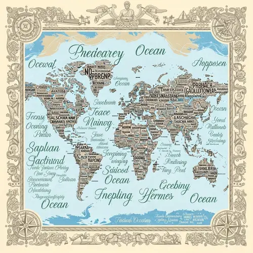 Intricately Designed Word Map: Geography & Language Art
