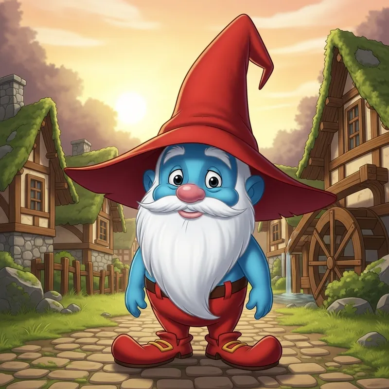 Daddy Smurf Cartoon: Wise Village Elder Homunculus Style Daddy Smurf Cartoon: Wise Village Elder Homunculus Style