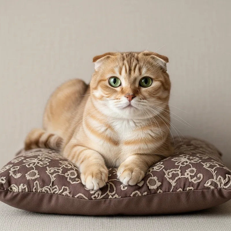 Scottish Fold Cat on Plush Cushion | Unique Breed Traits