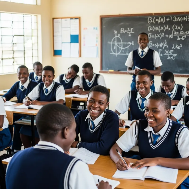 Joyful Learning: Happy Black African Teens in Classroom