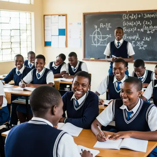 Joyful Learning: Happy Black African Teens in Classroom