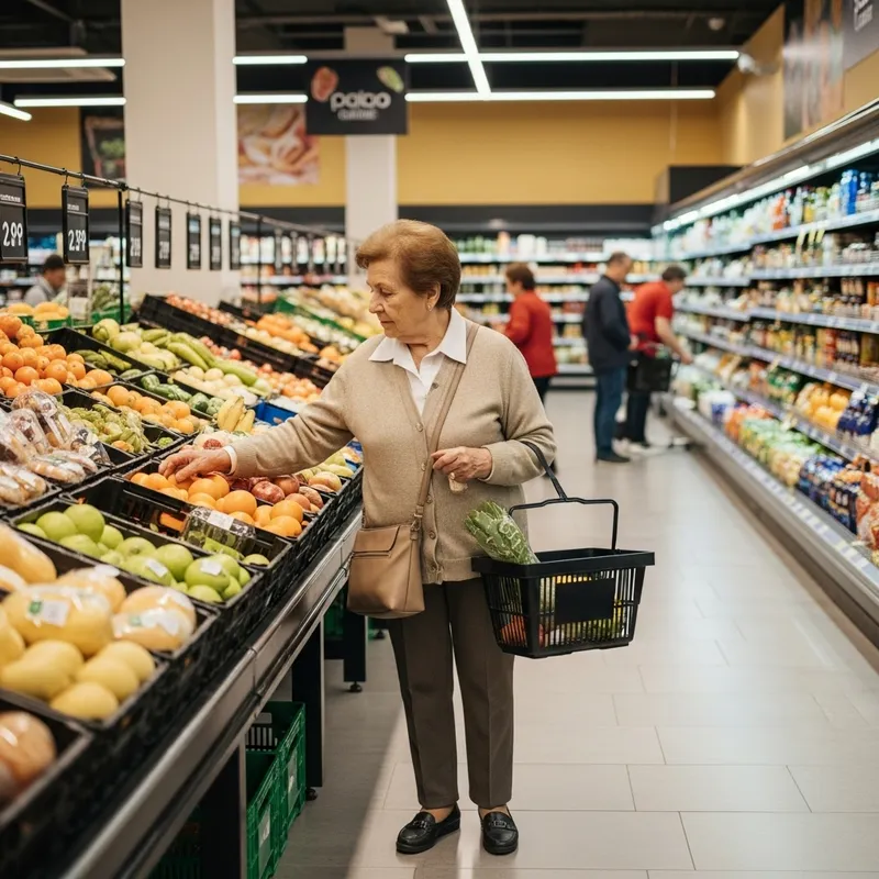 Senior Woman Grocery Shopping in Spain