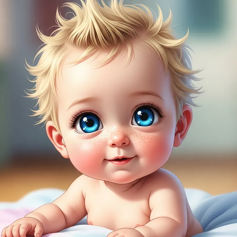 Adorable Baby Girl with Spiky Blonde Hair & Blue Eyes | Anime