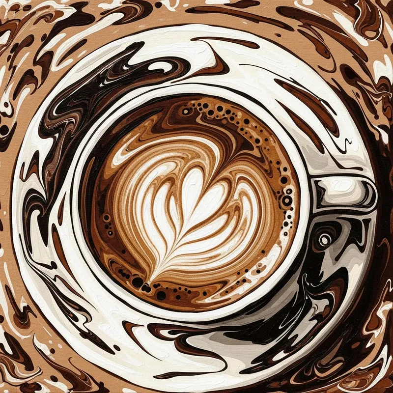 Cup of Coffee Abstract Art | Swirls & Chaotic Lines