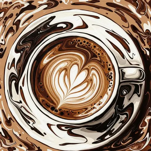 Abstract Cup of Coffee Art | Energetic Swirls & Chaotic Lines