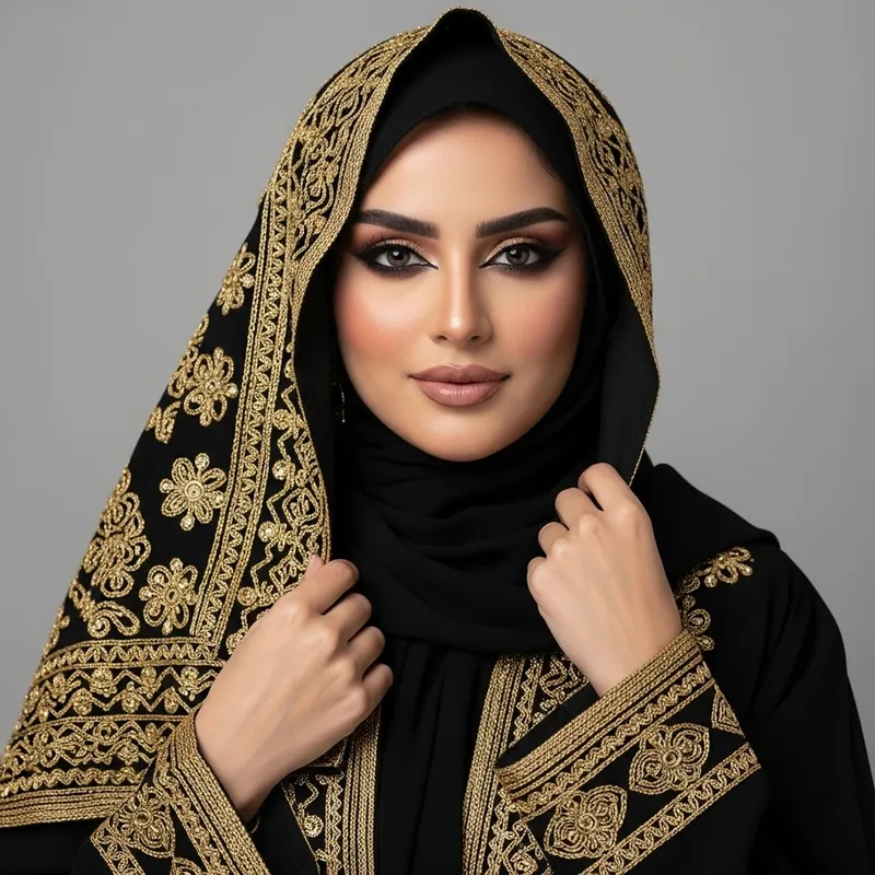 Elegant Portrait of a Saudi Woman in Traditional Attire