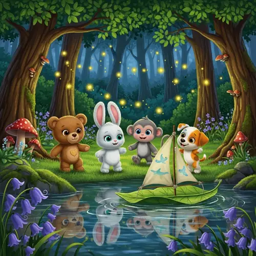 Teddy and Pals Adventure in Enchanted Forest - Firefly Dance & Lake Sail