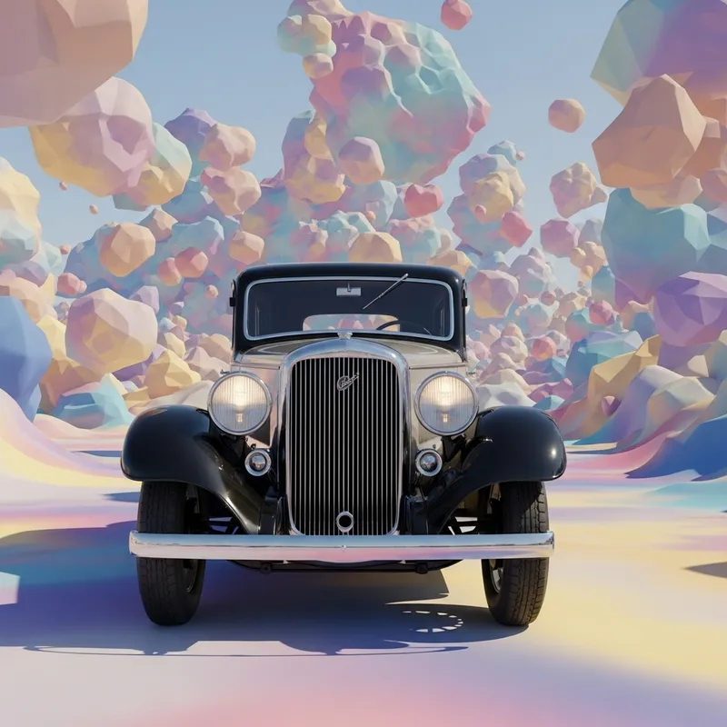 Vintage Car in Abstract Realm | Timeless Elegance