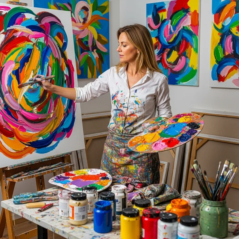 Abstract Painter Creating Masterpieces