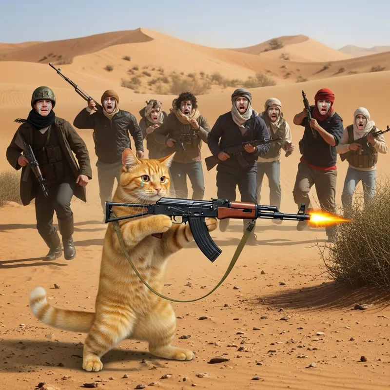 Courageous Tabby Cat Defends Desert Against Terrorists