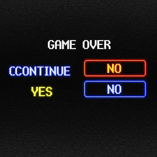 Retro Videogame Screen 'Game Over' with Interactive Options