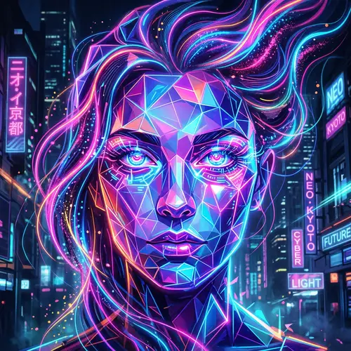 Futuristic Cyberpunk Humodel Face Art - Digital Painting
