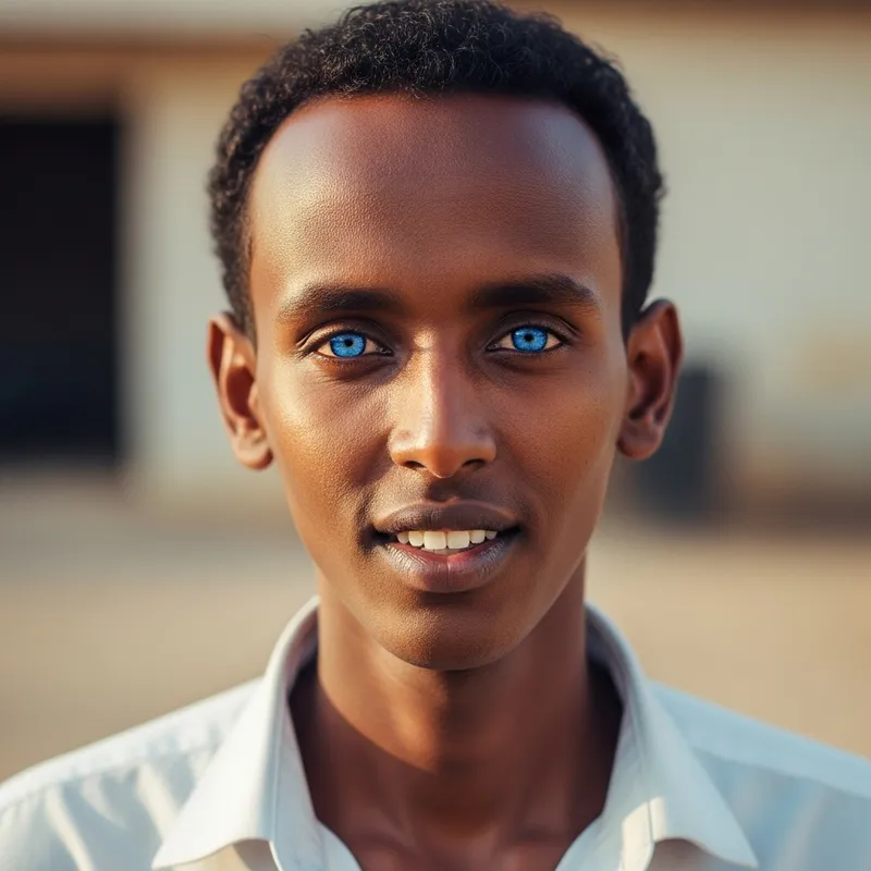 Somali Man with Distinct Blue Eyes