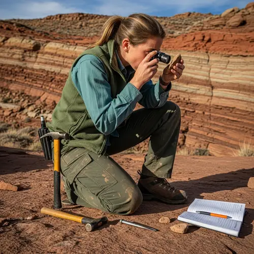 Geologist in Red and Green Clothing