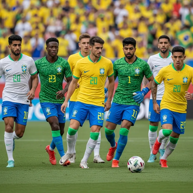 Vibrant Brazil Football Team on Modern Field